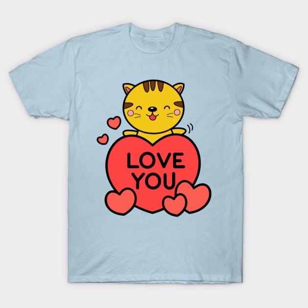 "Love You" Cat T-Shirt by Sugarori